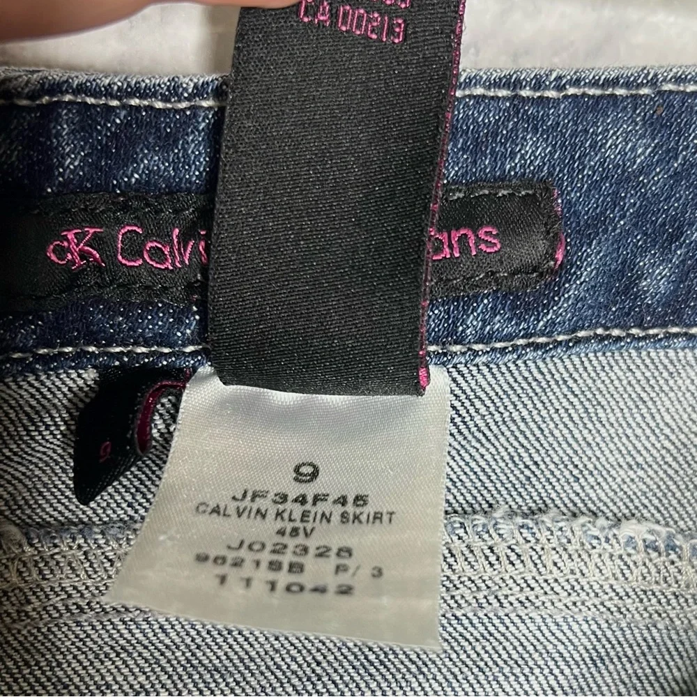 Calvin Klein Y2K Dark Wash Denim Mini Skirt Crystal Embellished Juniors 9